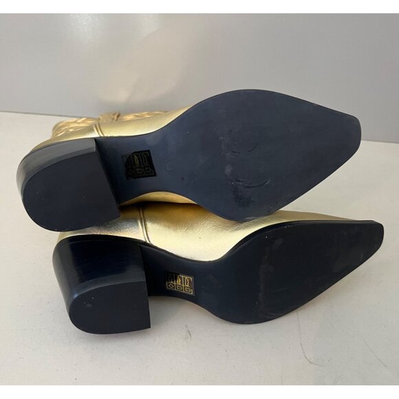 Free People Jeffrey Campbell Dagget Cowboy Boots Metallic Gold Size 7.5 - Picture 7 of 9